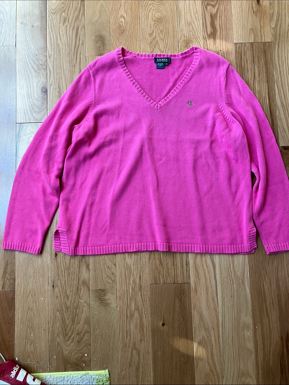 Lauren Ralph Lauren Pink V-Neck cotton Sweater 2X
